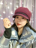 斯普琳 帽子女冬季韓版潮毛線帽帶圍巾加厚套頭帽秋冬天中青年保暖百搭帽子圍巾兩件套 粉紫 曬單實拍圖