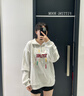 LDBE半拉鏈polo領(lǐng)衛(wèi)衣女2025新款秋冬加絨慵懶高級(jí)感寬松美式復(fù)古上衣 白灰色【秋冬加絨】 XL （110-125斤） 曬單實(shí)拍圖