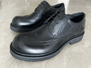 老人頭（LAORENTOU）皮鞋男鞋商務(wù)休閑大頭皮鞋高檔布洛克品牌正裝鞋 LA11366 黑 40  曬單實(shí)拍圖