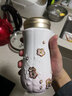 乾唐軒 【官方授權】活瓷杯紅梅報春雙層隨手杯水杯女帶蓋陶瓷杯子男 白色粉紅手工描金  曬單實(shí)拍圖