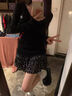 S·J·V·KV領(lǐng)辣妹風(fēng)長(cháng)袖t恤女秋冬內搭打底衫小眾顯瘦修身純欲上衣美式復古 黑色 M 曬單實(shí)拍圖