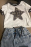 童榜女童套裝夏裝新款女孩衣服中大童學生T恤牛仔短裙夏季兒童洋氣 白T恤+短褲裙 150 建議身高140-145CM 曬單實拍圖