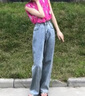 浪莎150小矮個(gè)子淺色高腰直筒牛仔褲女2025春夏新款寬松顯高闊腿褲子 淺藍色小個(gè)子款【145-155】 M 95-105斤 曬單實(shí)拍圖