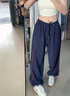 PMOG歐美高街抽繩運動褲女夏季新款寬松顯瘦爵士舞闊腿褲女衛(wèi)褲子女 藏青色[優(yōu)質(zhì)面料] L [建議105-120斤] 曬單實拍圖