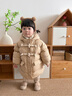 幼歌（YOUGE）嬰幼兒冬季新款簡(jiǎn)約盤(pán)扣中長(zhǎng)款羽絨服蓬松保暖舒適外套 卡其 90 cm 曬單實(shí)拍圖