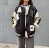 棉致美式復古棒球服外套少女春秋2024新款初中高中學(xué)生薄款ins潮上衣 黑色 XL 曬單實(shí)拍圖