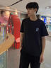 GENIOLAMODE冰絲t恤男夏季速干涼感透氣吸汗簡(jiǎn)約時(shí)尚印花短袖男裝 黑色 L  曬單實(shí)拍圖