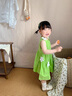 FNJ KIDS女童連衣裙夏裝新款小女孩洋氣無(wú)袖公主裙子兒童薄款背心裙 綠色 100 (建議身高90-100cm) 曬單實(shí)拍圖
