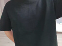 純白色500g重磅T恤純棉加厚情侶男女短袖oversize大碼三本針半袖 黑色-500g重磅 L 建議140-160斤 曬單實(shí)拍圖