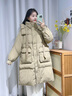 鴨鴨（YAYA）羽絨服女長(cháng)款2024年冬季新款休閑百搭連帽寬松加厚保暖外套DM 焦糖色 S 曬單實(shí)拍圖