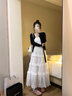 GARNUO白色半身裙子女夏2026春秋新款高腰a字長(cháng)裙溫柔風(fēng)蓬蓬花邊蛋糕裙 白色半身裙 S 曬單實(shí)拍圖