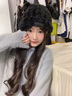 DUTRIEUX 帽子女冬季小熊耳朵帽子毛絨線(xiàn)可愛(ài)加厚保暖護耳針織百搭毛線(xiàn)帽 小熊毛絨帽【黑色】 曬單實(shí)拍圖