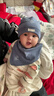 影點點 SHADOW BITS寶寶鹵門帽春秋新款嬰兒帽子超萌嬰幼兒帽子新生兒胎帽加厚0-1歲 可愛狗-花青 中碼 建議1-8個月 帽子+口水巾 曬單實拍圖