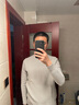 半大不?。╞andabuxiao）青少年毛衣男純棉男生針織衫初中生高中男學(xué)生圓領(lǐng)韓版純色打底衫 冰川灰 180（適合172-177CM身高） 曬單實拍圖