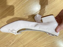 7or9牛乳卷 新款芭蕾舞單鞋粗跟白色空氣棉高跟鞋 3cm 牛乳卷3.5cm （標(biāo)準(zhǔn)瘦腳拍小1碼) 38 曬單實(shí)拍圖