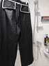 NY-RCE卡其色天絲棉闊腿褲女春秋休閑時(shí)尚九分褲高腰寬松顯瘦直筒女褲 黑色 S 99斤以?xún)?曬單實(shí)拍圖