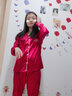 瓊瑛睡衣女春夏季長(cháng)袖春秋大碼情侶家居服男士套裝絲綢家居服 長(cháng)袖長(cháng)褲男酒紅 L 曬單實(shí)拍圖