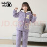 嚕嚕牛冬季兒童睡衣女童法蘭絨三層夾棉中大童珊瑚絨加厚女孩家居服 83210-槿紫 140 (14碼建議身高135-140) 曬單實(shí)拍圖
