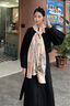 瑪麗亞·古琦（MARJA KURKI）真絲絲巾女士長(zhǎng)巾送長(zhǎng)輩桑蠶絲披肩圍巾 絲綢禮品 藝術(shù)造型 粉色 曬單實(shí)拍圖