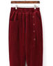 恒源祥燈芯絨哈倫褲女秋冬加厚加絨長(cháng)褲子高腰寬松大碼媽媽褲紐扣休閑褲 紅色 4XL 曬單實(shí)拍圖