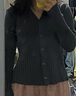 沂懿毛衣女針織衫打底衫2024秋冬新款針織開(kāi)衫輕薄內(nèi)搭v領(lǐng)上衣可外穿 V領(lǐng)收腰條紋針織開(kāi)衫【深灰色】 均碼 【80-110斤】 曬單實(shí)拍圖