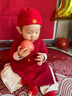 丹鳥(niǎo)王嬰兒中式連體衣服春裝男童紅色一周歲服抓周禮服寶寶唐裝爬服漢服 單層連體衣棗紅色 100碼 曬單實(shí)拍圖