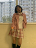 蘿美醬jk制服春秋全套女生短裙學院風JK裙百褶裙半身裙套裝顯瘦裙子 檸檬格裙+長袖襯衫+領結 S 【建議80-95斤】 曬單實拍圖