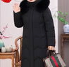 雋狐中老年羽絨服女款過(guò)膝長(cháng)款媽媽冬裝奶奶加厚大碼老人太太冬季外套 黑色 5XL 【推薦146-160斤】 曬單實(shí)拍圖