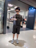 乖妮貓（GUAINIMAO）男童夏裝套裝2025新款中大童韓版洋氣復(fù)古扎染t恤短褲兩件套潮酷 灰色 140 cm 曬單實(shí)拍圖
