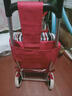 Wa Family購物車(chē)買(mǎi)菜車(chē)拉桿車(chē)家用車(chē)老人便攜折疊小拉車(chē)多功能手推車(chē)布袋車(chē) 酒紅條紋+跑車(chē)輪（可折疊） 曬單實(shí)拍圖