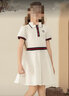 IVY HOUSE常春藤兒童裝女童2024年夏季新款  百搭透氣學(xué)院風(fēng)短袖POLO連衣裙 米白色 130 cm 曬單實(shí)拍圖