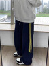 百鵲亭褲子男2025夏季潮牌寬松垂感美式三條杠休閑褲男直筒撞色運(yùn)動衛(wèi)褲 藏青色【升級款 高品質(zhì)】 2XL 曬單實拍圖