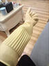 嘉柔美45cm長(cháng)乳膠洗衣 洗碗手套牛筋加厚加長(cháng)橡膠手套防水保暖不濕衣袖 45cm特厚本色（特厚型，不加絨） S+小號加厚加長(cháng) 曬單實(shí)拍圖