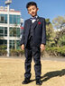 憶愛(ài)兒童西裝套裝帥氣男童花童禮服鋼琴演出服中大童小孩西服外套男孩 藏青色4件套 150碼（建議體重68-75） 曬單實(shí)拍圖