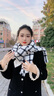 啄木鳥(niǎo)黑白格子圍巾女冬季2024新款秋冬款感百搭配大衣保暖長(cháng)款圍脖氛圍 白色 曬單實(shí)拍圖