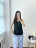 宜惜綺 雪紡吊帶背心女外穿2023夏季新款洋氣小衫顯瘦打底性感無(wú)袖上衣 黑色 M 曬單實(shí)拍圖