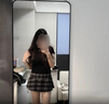 沐霓美式復古格紋百褶裙女套裝2025新款低腰外穿半身裙顯瘦a字短裙子 黑色格紋裙【M碼】 曬單實拍圖