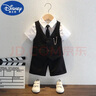 迪士尼（Disney）男童西裝套裝帥氣英倫夏季生日寶寶周歲禮服休閑馬甲短袖兒童西服 黑領(lǐng)帶西裝四件套(20025襯衫) 110cm 曬單實拍圖