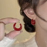 伊黛兒幾何滴釉安可拉紅色新款耳環(huán)小眾設計輕奢高級感法式耳圈氣質(zhì)耳飾 紅色滴釉耳環(huán)E3130 曬單實(shí)拍圖