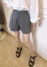 茹軒灰色西褲短褲女夏運動(dòng)薄款2024年新款寬松高腰a字休閑闊腿熱褲子 灰色 M 曬單實(shí)拍圖