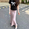 黎依奴（LISLAVE）感垂感醋酸緞面半身裙女2025夏季新款中長款魚尾裙高腰顯瘦包臀裙 粉色 [春夏款9902裙長92左右] L 曬單實(shí)拍圖