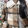皮爾卡丹（pierre cardin）格子毛呢外套女中長(cháng)款2024秋冬季新款小個(gè)子氣質(zhì)寬松厚呢子大衣 灰格 M 曬單實(shí)拍圖