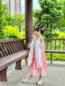 安妮優(yōu)兒（Anneyol）漢服女童公主裙2025春夏款中國風(fēng)古裝連衣裙兒童古風(fēng)唐裝超仙裙子 橘色 160 曬單實(shí)拍圖
