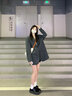 GARNUO高級感灰色西裝外套女2025春秋新款韓版炸街小個(gè)子寬松休閑小西服 灰色 XS【80-105】 曬單實(shí)拍圖