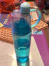 网红喷雾水杯夏季户外运动补水大容量塑料杯按压式水瓶喷水男女军训健身便携杯子 蓝色 600ML 实拍图