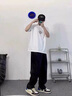 WHIM NASA春季寬松直筒休閑褲男士垂感小西褲潮流學生春秋百搭冰絲長褲子男 黑色 XL 曬單實拍圖