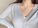SASSY海洋之心18k金項鏈女海藍寶石吊墜鉆石送女友老婆新年情人節禮物 18K金海藍寶石吊墜+S925鏈+禮盒 1.2克拉 曬單實(shí)拍圖