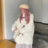 DXOT蝴蝶結白色加厚服女冬季新款甜美寬松學(xué)院風(fēng)加厚棉服外套小個(gè)子潮 米白色 M 曬單實(shí)拍圖