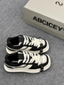 ABCICEY【明星同款】 時(shí)尚休閑板鞋女厚底增高綁帶方頭鞋 黑白色 36 曬單實(shí)拍圖