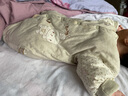 衣依福娃寶寶連體衣純棉春秋冬裝薄夾棉新生兒哈衣彩棉嬰兒衣服保暖外出服 綠色810對(duì)開(kāi)兩用襠款 66cm （建議0-4月） 曬單實(shí)拍圖